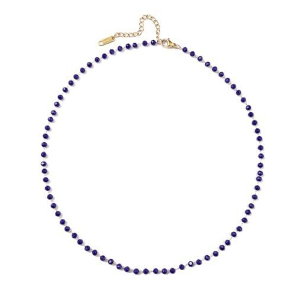 8399 Sapphire Necklace 18K Gold Plated Navy Blue Beaded Necklace Dainty